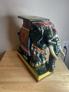Vintage Large Vietnamese Asian Chinese Elephant Ceramic Garden Plant Stand Green - Picture 1 of 7