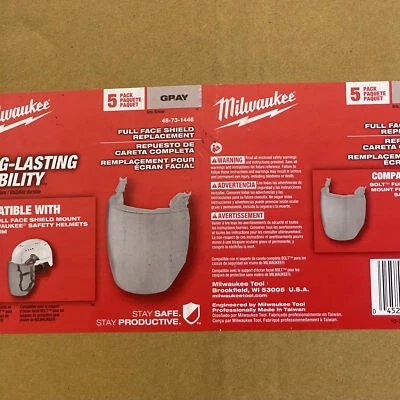 Milwaukee Tool 48-73-1446 gris protector facial completo repuesto para casco 10 piezas Foto 1 de 4