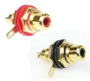 2x Adam Hall Cinch Einbaubuchse vergoldet Einbau-Kupplung-Buchse-Terminal Chinch - Bild 1 von 8