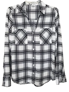 Express Portofino Slim Plaid Roll-Tab Sleeve Button-Up Shirt Size Medium - Picture 1 of 6