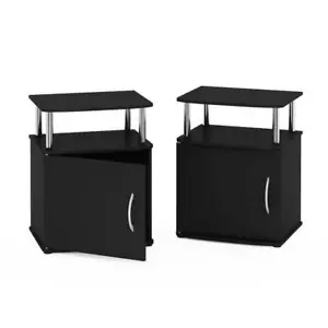 Furinno End Table 15.59"x18.89"x23.98" 2-Piece Utility Design Americano/Chrome - Picture 1 of 6