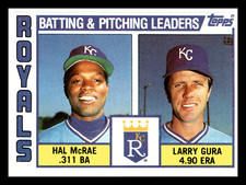 1984 Topps Hal McRae Kansas City Royals Larry Gura Royals Leaders #96 NM