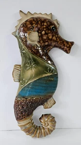 Seahorse Wall Decor Ceramic Glazed Nautical Hanging Seahorse 14 1/2 " - Picture 1 of 7