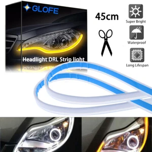 2X LED DRL Ámbar Blanco Secuencial Flexible Señal de Giro Tira de Luz Faro - Imagen 1 de 10