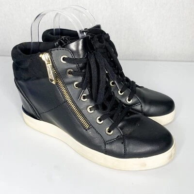 Zapatillas deportivas ALDO con cuña ocultas para mujer 10 zapatos con cordones de cuero negro Foto 1 de 4