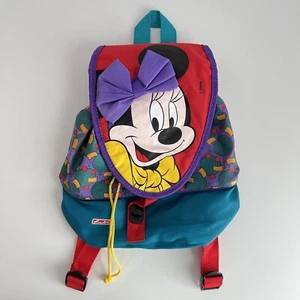 Vintage Disney Minnie Mouse Rucksack 90’s Tasche Kordelzug Rucksack Lila & Grün - Bild 1 von 11