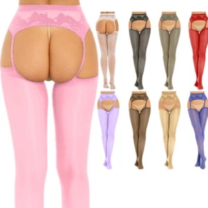 Sexy Damen High Waist Glanz Strumpfhose Tights Schritt offen Strümpfe Clubwear - Bild 1 von 74
