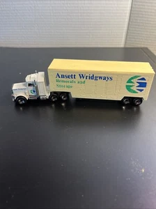 MATCHBOX CONVOY PETERBUILT LOW BED TRAILER BOX TRUCK WHITE 'ANSETT WRIDGWAYS - Picture 1 of 6