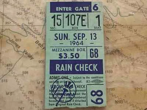 Vintage 1964 Yankee Stadium Ticket | Memorabilia - Picture 1 of 10