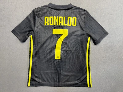 克里斯蒂亚诺·罗纳尔多 #7 阿迪达斯尤文图斯客场球衣 2018 2019 年男孩尺寸 S 灰色 — 第 1/4 张图片