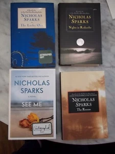 Nicholas Sparks 4 Signed 1st Editions Lucky One, See Me, the Rescue, Nights in R - Imagen 1 de 12