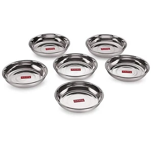 13 cm Stainless Steel Multipurpose Kitchen Serving Plate for Snacks Set of 6 Pcs - Picture 1 of 7