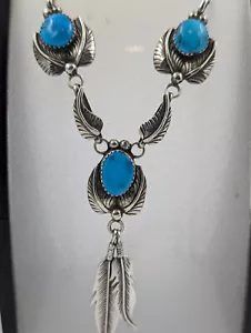 Klassische Navajo Kette/Collier Türkis 0,925 Sterlingsilber Indianerschmuck - Bild 1 von 12