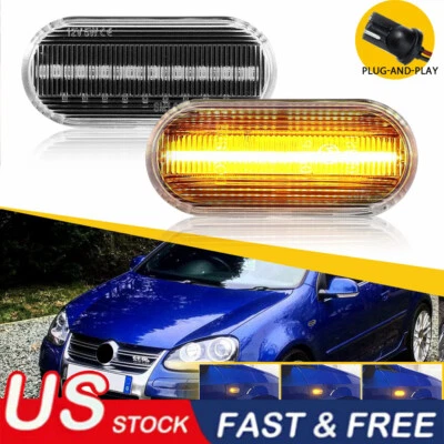 Luz marcadora lateral LED delantera dinámica transparente para Volkswagen Jetta 1999-2004 Foto 1 de 4