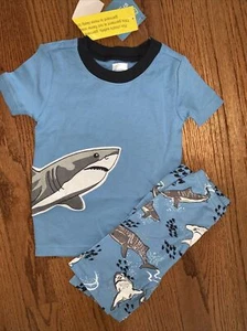 Gymboree NWT Sz 4 Pajamas Shark Gymmies Boys S/S Blue - Picture 1 of 3