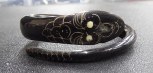 Victorian Vintage Snake Bangle Carved Black Horn - Picture 1 of 4