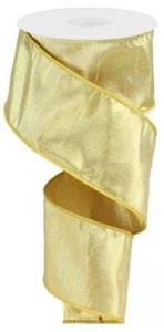 Metallic Dupioni Silk Ribbon, Metallic Gold, Wired Edge, 2.5" Wide X 10 Yard Rol - Picture 1 of 1