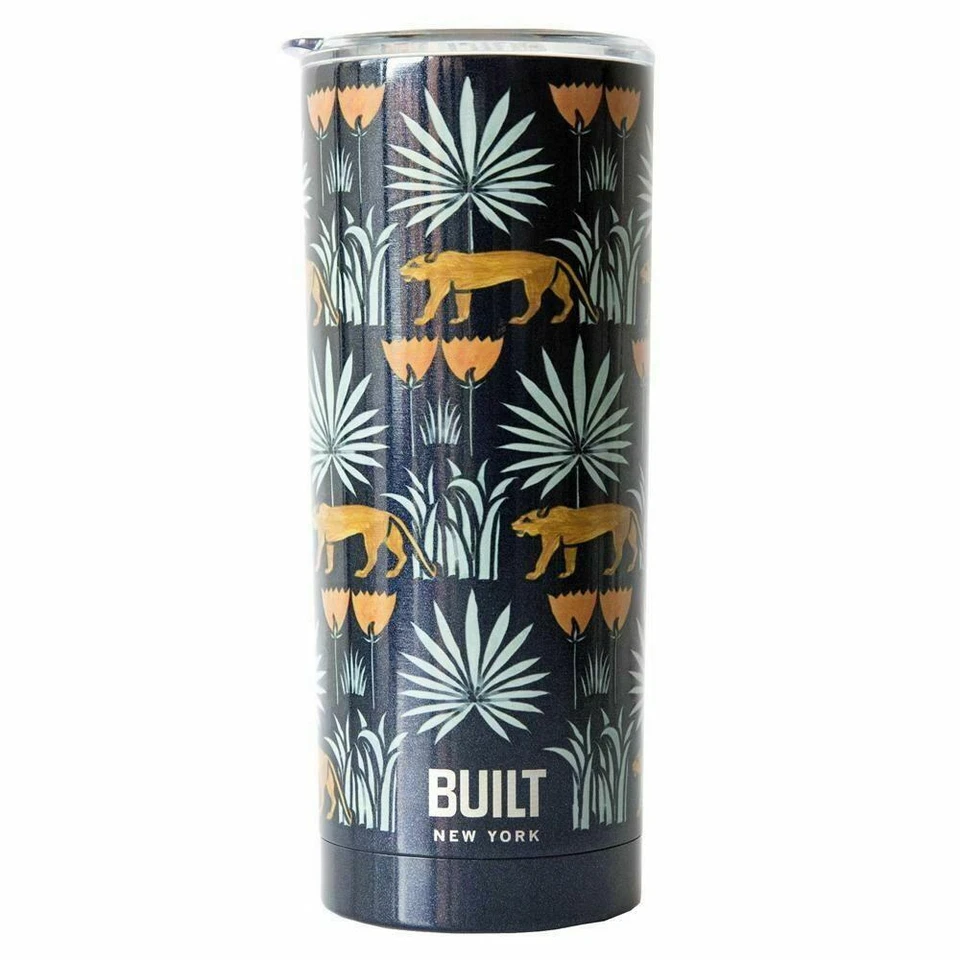 Taza de viaje térmica aislada taza de acero inoxidable diseño selva africana taza azul Foto 1 de 1