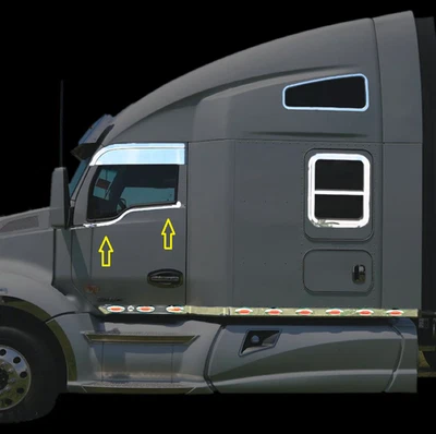 Conjunto de pares de aço inoxidável Kenworth T680 T880 acabamento fino sob janela - Imagem 1 de 2