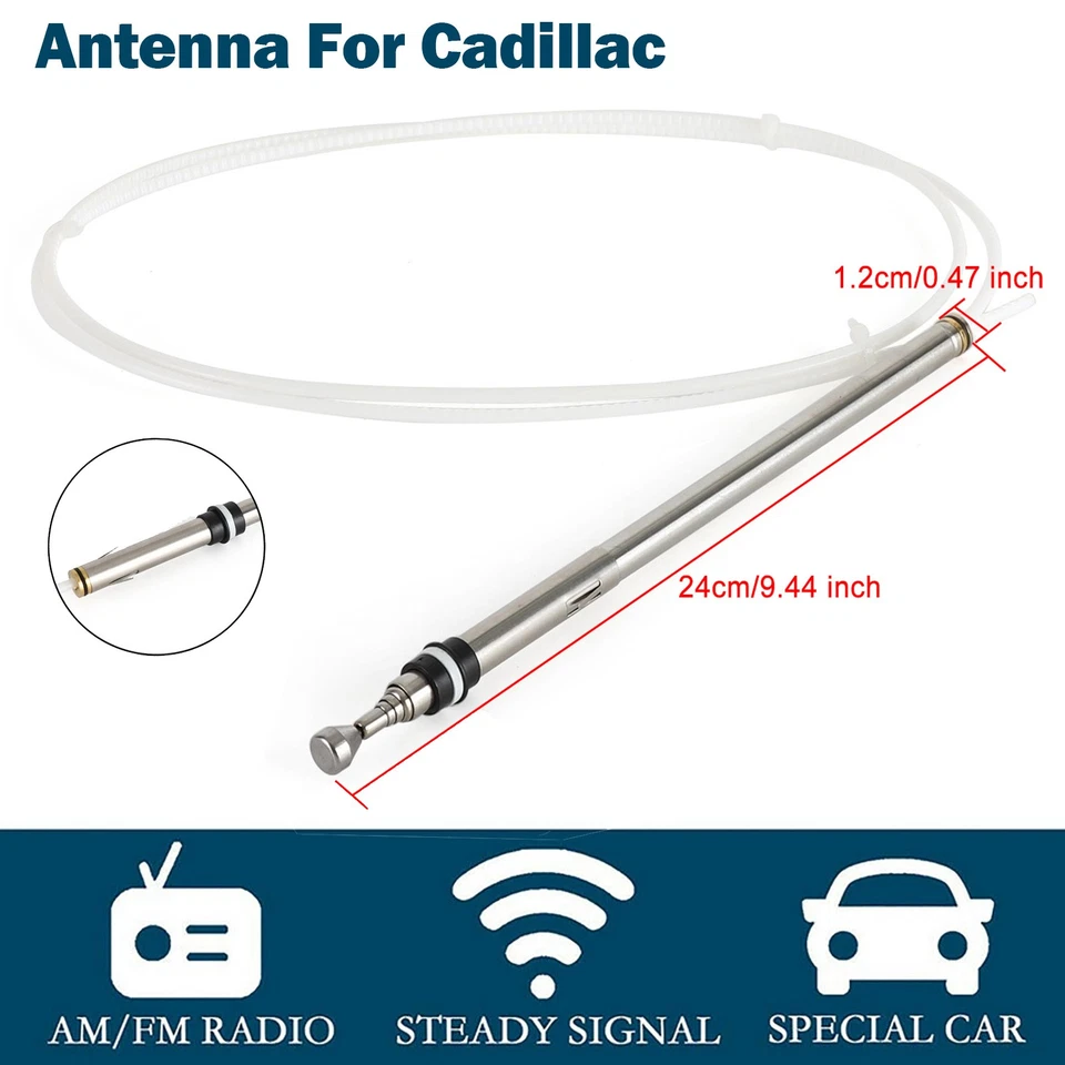 Power Antenna Auto AM/FM Signal Receive Expandable Mast For Cadillac Foto 1 de 4