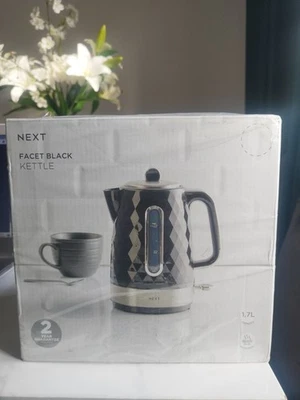 Brand New In Box Next Black Facet 1.7 Litre Capacity Kettle (UNIQUE FIND) - Image 1 of 4