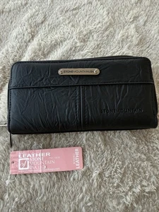 NEU DAMEN STONE MOUNTAIN GELDBÖRSE SCHWARZ GEBUNDEN LEDER GEPRÄGT - Bild 1 von 7