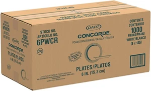Dart 6PWCR Concorde 6′′ weiß nicht laminierte Schaumstoffplatte 1.000 Stück Etui - Bild 1 von 6