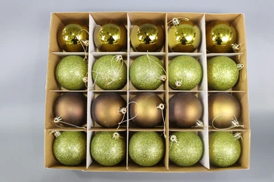 Vickerman 2.75" Olive 4-Finish Ball Ornament Assortment, 20 per Box - Image 1 of 4