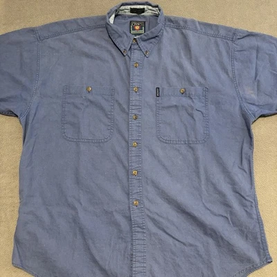 Vtg Chaps Ralph Lauren Shirt Men's XL Linen Cotton Blend Blue Short Sleeve READ - Image 1 of 4