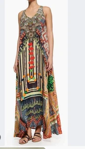 Camilla Kaftan Dress s.2 /12 Printed Beaded Racerback Maxi  - Picture 1 of 10