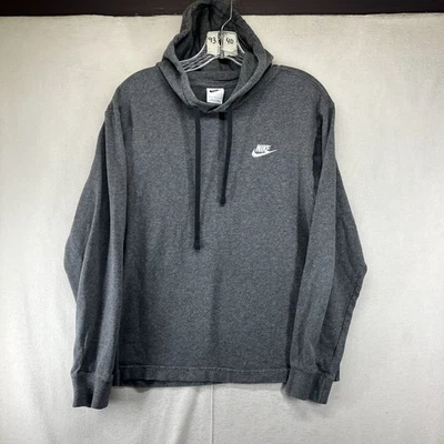 Sudadera con Capucha Nike Niños Pequeña Gris Todo Algodón Tirar Sobre Cordón Blanco Swoosh Foto 1 de 4