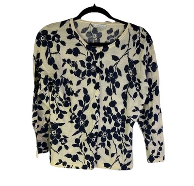 Cárdigan Suéter Tejido Ligero Floral Lana Merino Pequeño Garnet Hill Para Mujer Foto 1 de 4