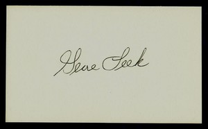 "Cleveland Indians" Gene Leek Hand Signed 3X5 Index Card Signature Auctions COA
