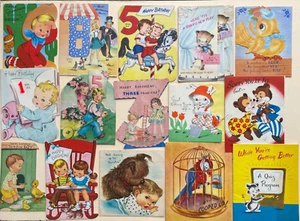 Große Sammlung alter Kinder Grußkarten - (46 Karten) - Bild 1 von 3