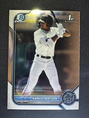 2022 Bowman 1st Chrome #BCP-3 Kahlil Watson Marlins Prospect Card - Image 1 of 2
