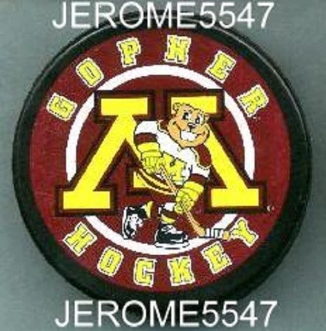 MINNESOTA GOLDEN GOPHERS maroon PUCK with Skating GOLDY - #A0l_#7L Cover