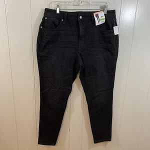 Time and Tru High Rise Curvy Black Plus Stretchy 5 Pocket Skinny Jeans 16 NEW - Picture 1 of 11