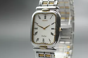 Vintage 1987 N MINT Seiko Dolce 9530-5050 Rectangle HAQ Quartz Mens Watch JAPAN - Picture 1 of 10