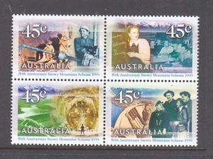 Australia 1999 50th Anniversary Snowy Mountains Scheme MNH block 4 stamps - Picture 1 of 1