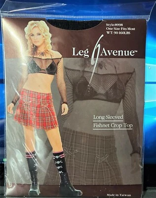 Top corto Leg Avenue Style 8998 negro manga larga red OSFM 90-160 lb. Foto 1 de 2