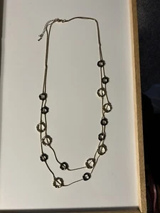 Gold Tone Double Chain Necklace With Copper & Gold Tone Round Accents - Picture 1 of 6