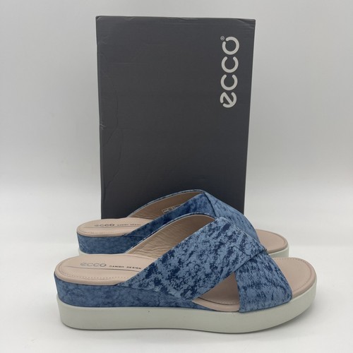 ECCO sandalo donna US 10 10 5 EU 41 blu slip on infradito tie dye stile platform
