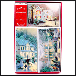 Hallmark Thomas Kinkade Boxed Christmas Cards Assortment, Snowy Houses (40 Cards