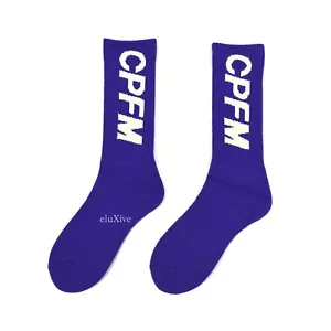 NWT Cactus Plant Flea Market CPFM Dark Purple Logo Knit Crew Socks M AUTHENTIC - Picture 1 of 5