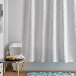 Putnam Matelasse 72 In. White Cotton Shower Curtain - Picture 1 of 12