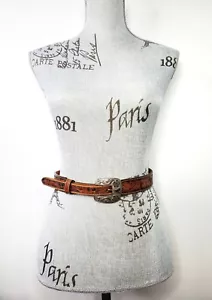 VTG 1994 Tony Lama Leather Embossed Brown Leather Women Belt Western Cowgirl 30" - Bild 1 von 12
