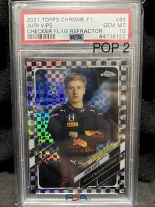2021 Topps Chrome F1 Juri Vips Checker Flag Refractor PSA 10 GEM MT - Picture 1 of 1