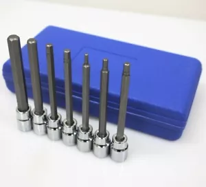 7 PC 3/8" DRIVE EXTRA LONG HEX BIT SOCKET SET ALLEN KEY 3 MM TO 10MM SCREWDRIVER - Picture 1 of 13