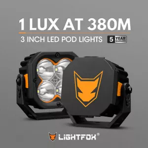 Lightfox Pair 3" Cygnus-4 Osram LED Pod Light Work Light w/ 3 pin DT Connector - Picture 1 of 10