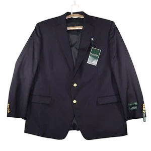 NWT Lauren Ralph Lauren Men’s Navy 100% Wool Sport Coat Blazer Gold Buttons 48R - Picture 1 of 13